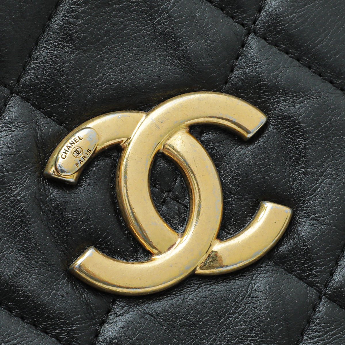 Chanel Black Aged CC Crown Tote Bag