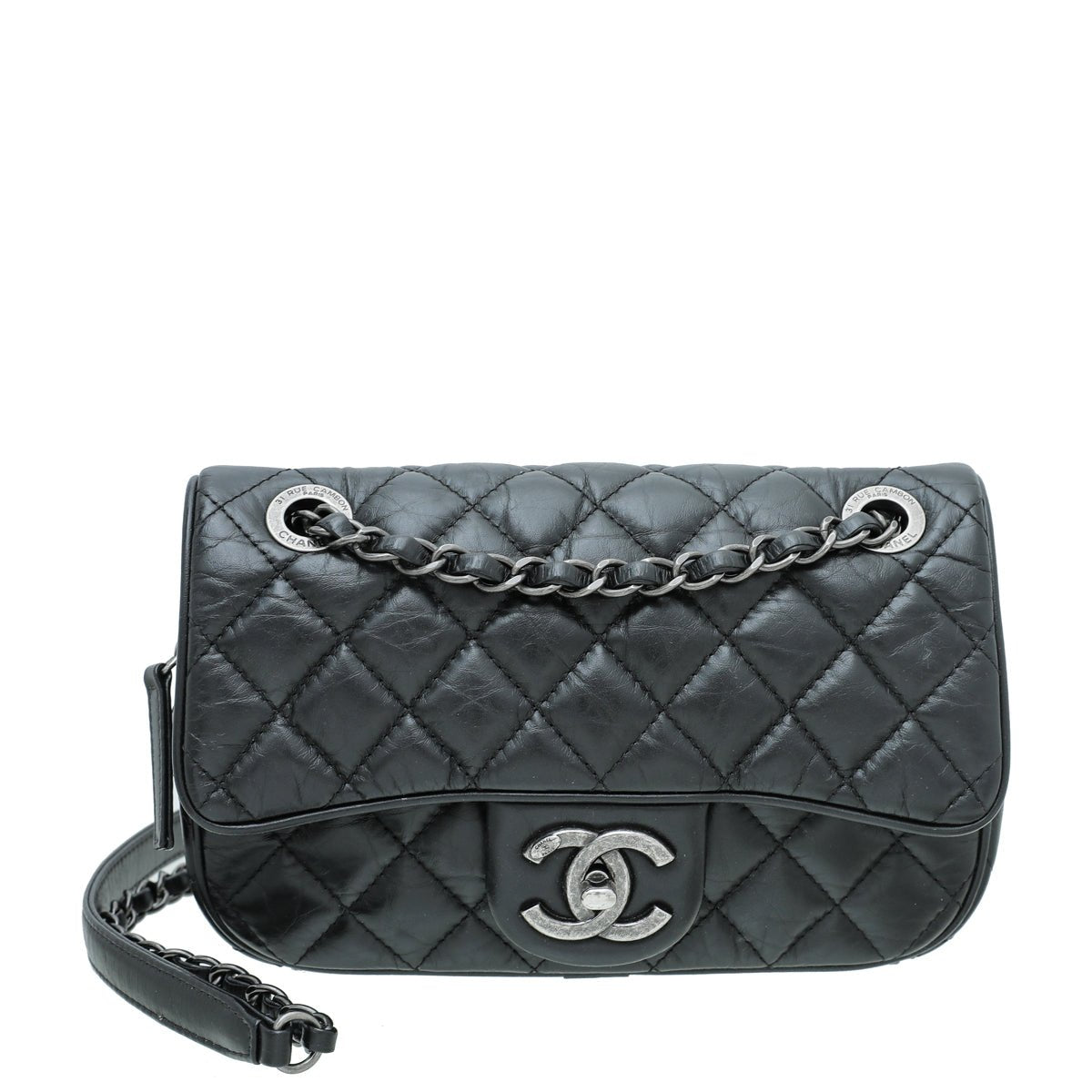 Chanel Black Aged Easy Flap Small Bag