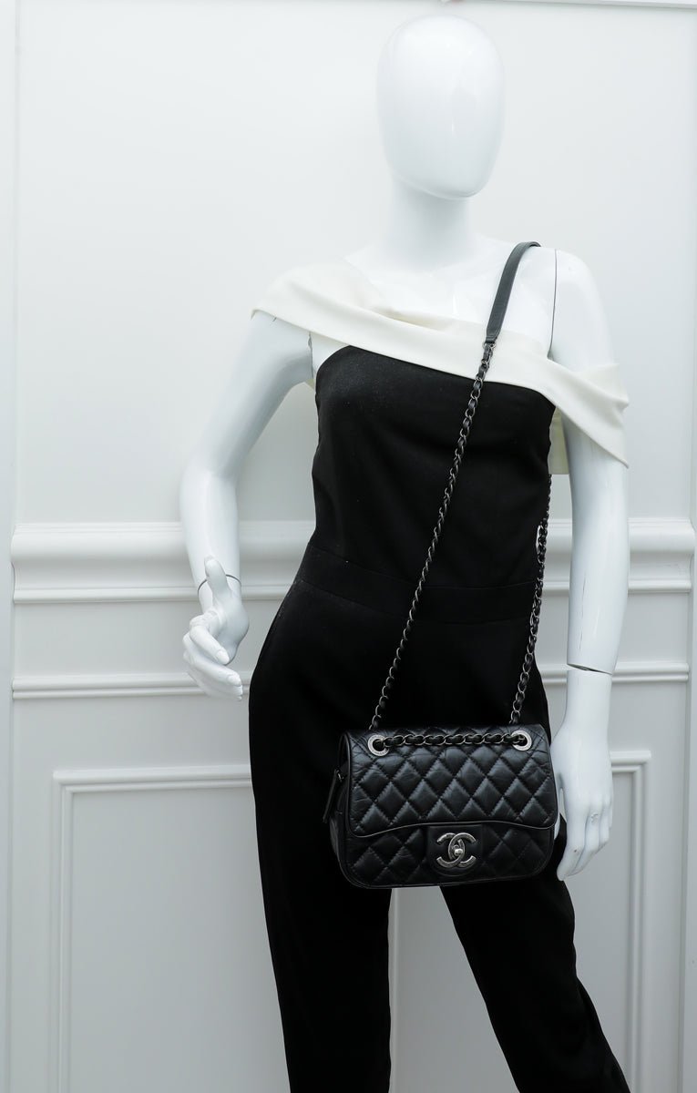 Chanel Black Aged Easy Flap Small Bag