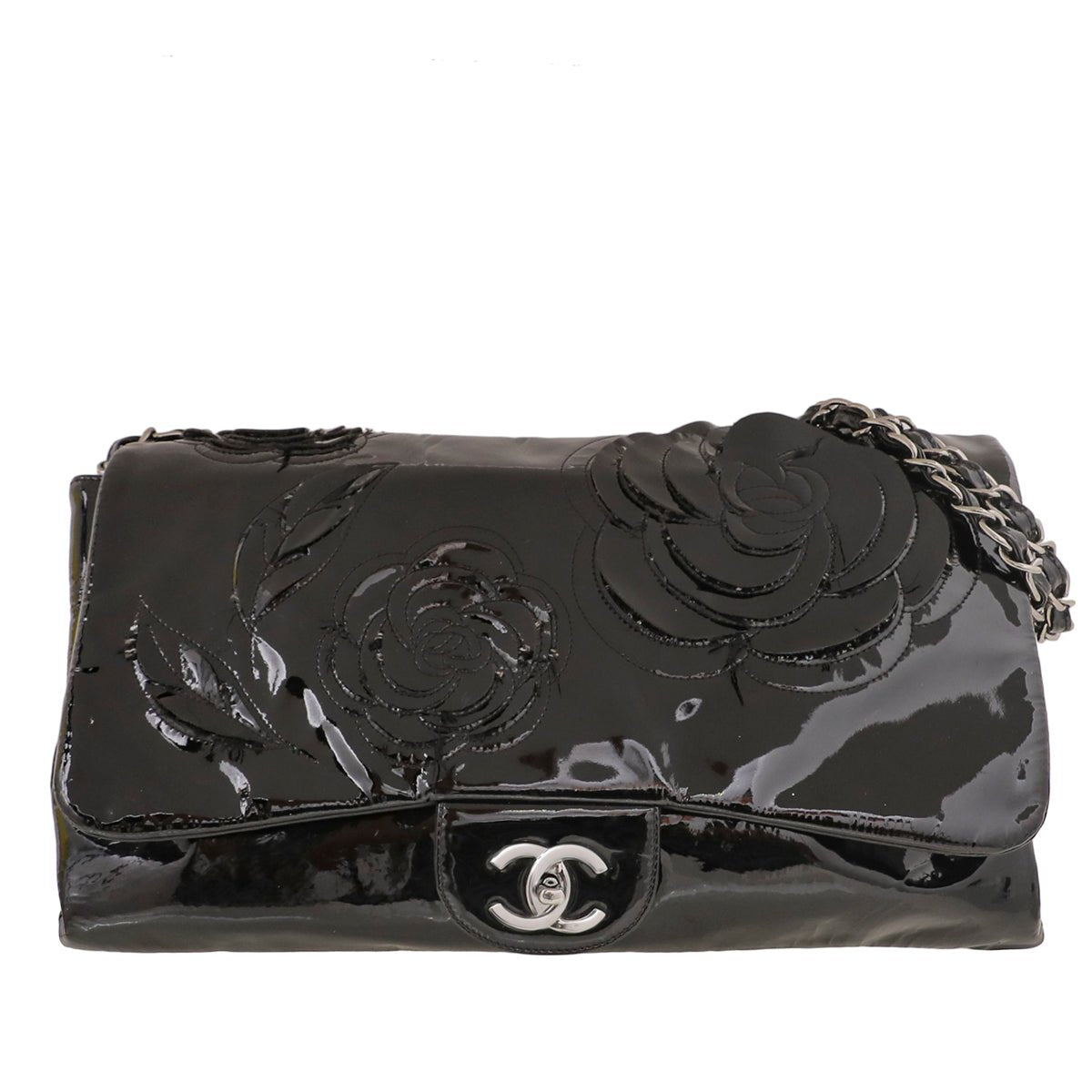 Chanel Black Camellia Accordion Flap Bag