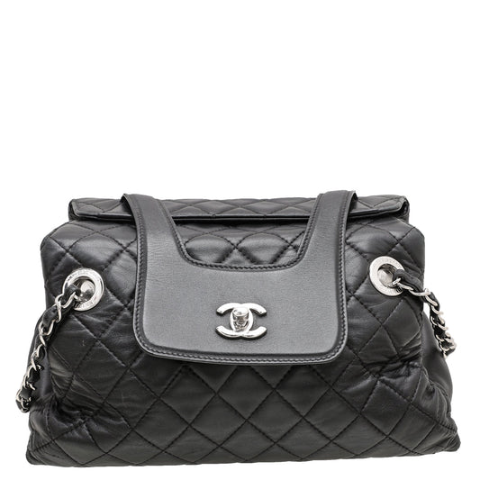 Chanel Black CC Accordion Shopping Bag