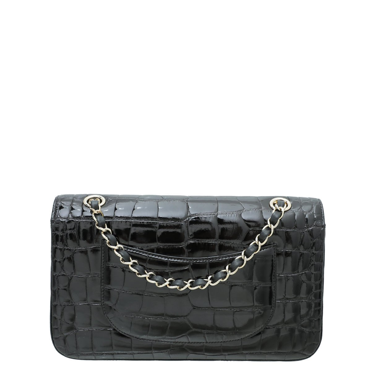 Chanel Black CC Alligator Classic Double Flap Medium Bag