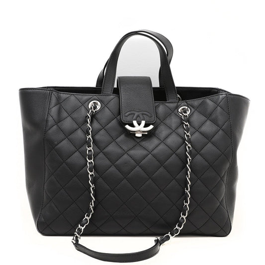 Chanel Black CC Box Shopping Tote Bag Large