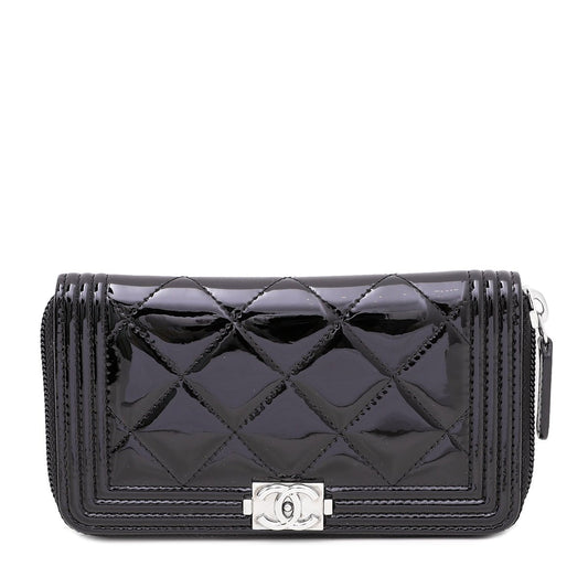 Chanel Black CC Boy Zip Wallet