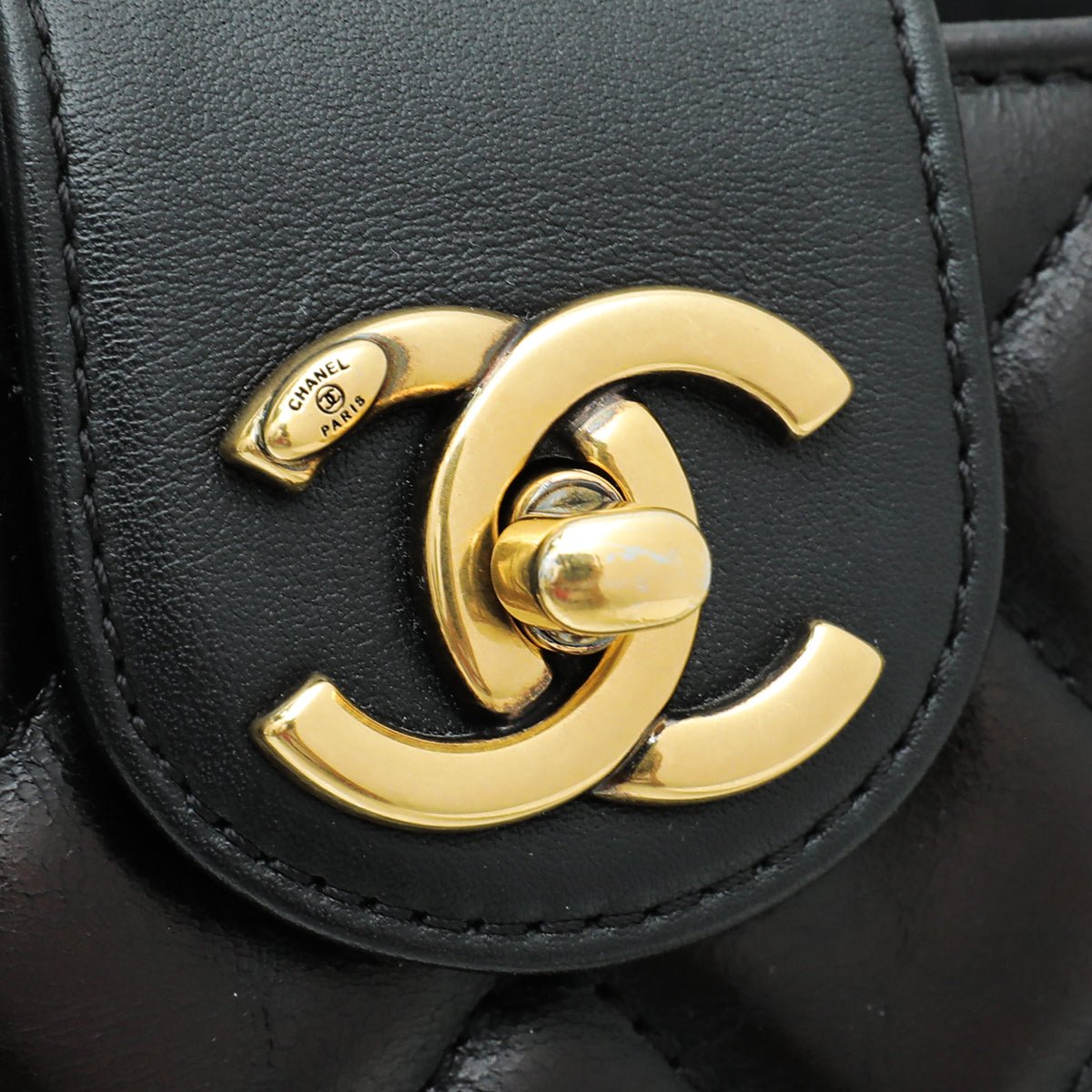 Chanel Black CC Bullet Handle Small Shopping Bag