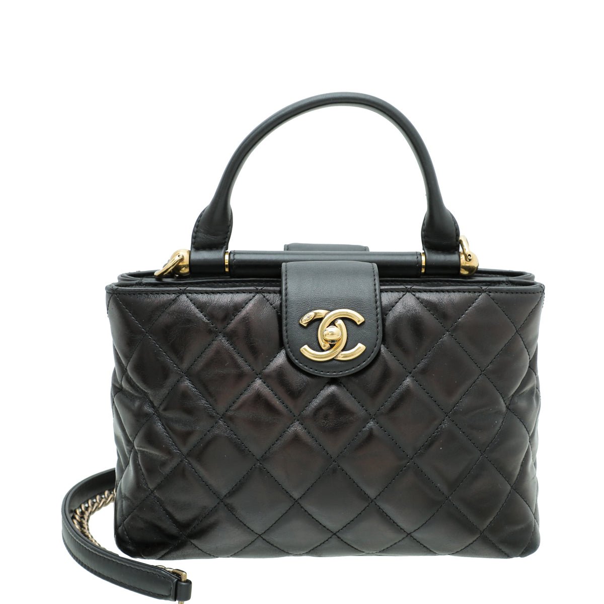 Chanel Black CC Bullet Handle Small Shopping Bag