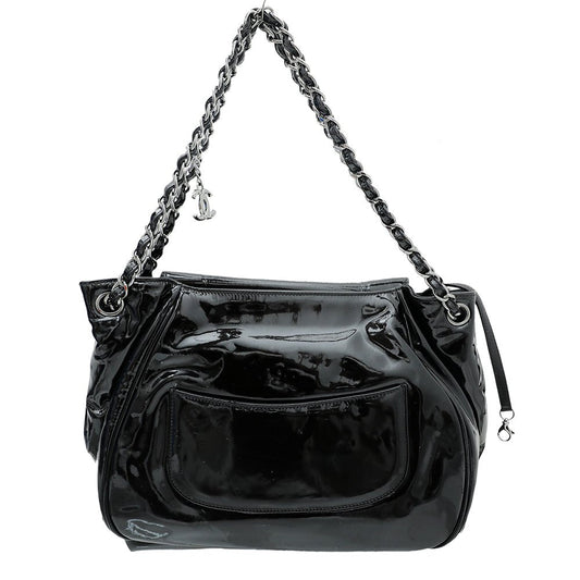 Chanel Black CC Camellia Accordion Flap Bag