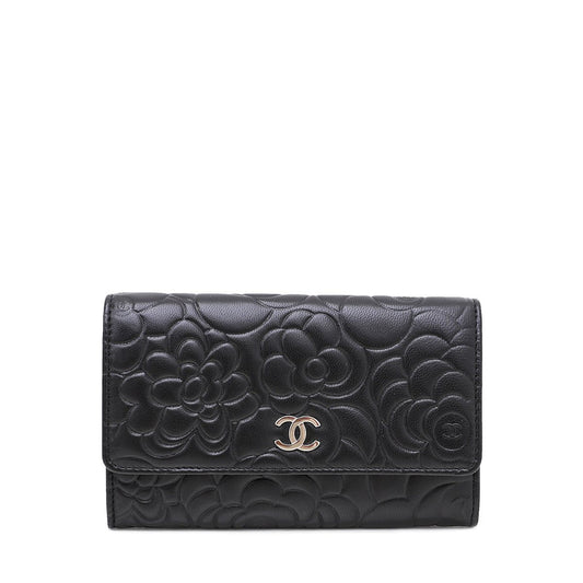 Chanel Black CC Camellia Flap Wallet