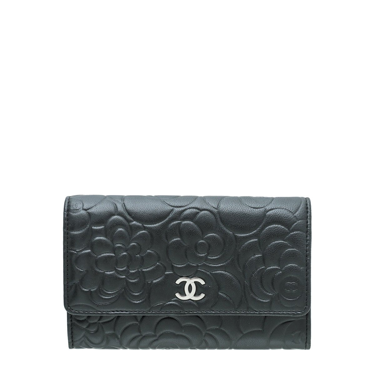 Chanel Black CC Camellia Flower Flap Wallet