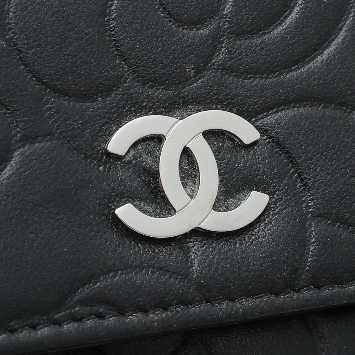 Chanel Black CC Camellia French Wallet