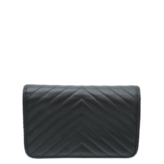 Chanel Black CC Chevron Studded Wallet on Chain