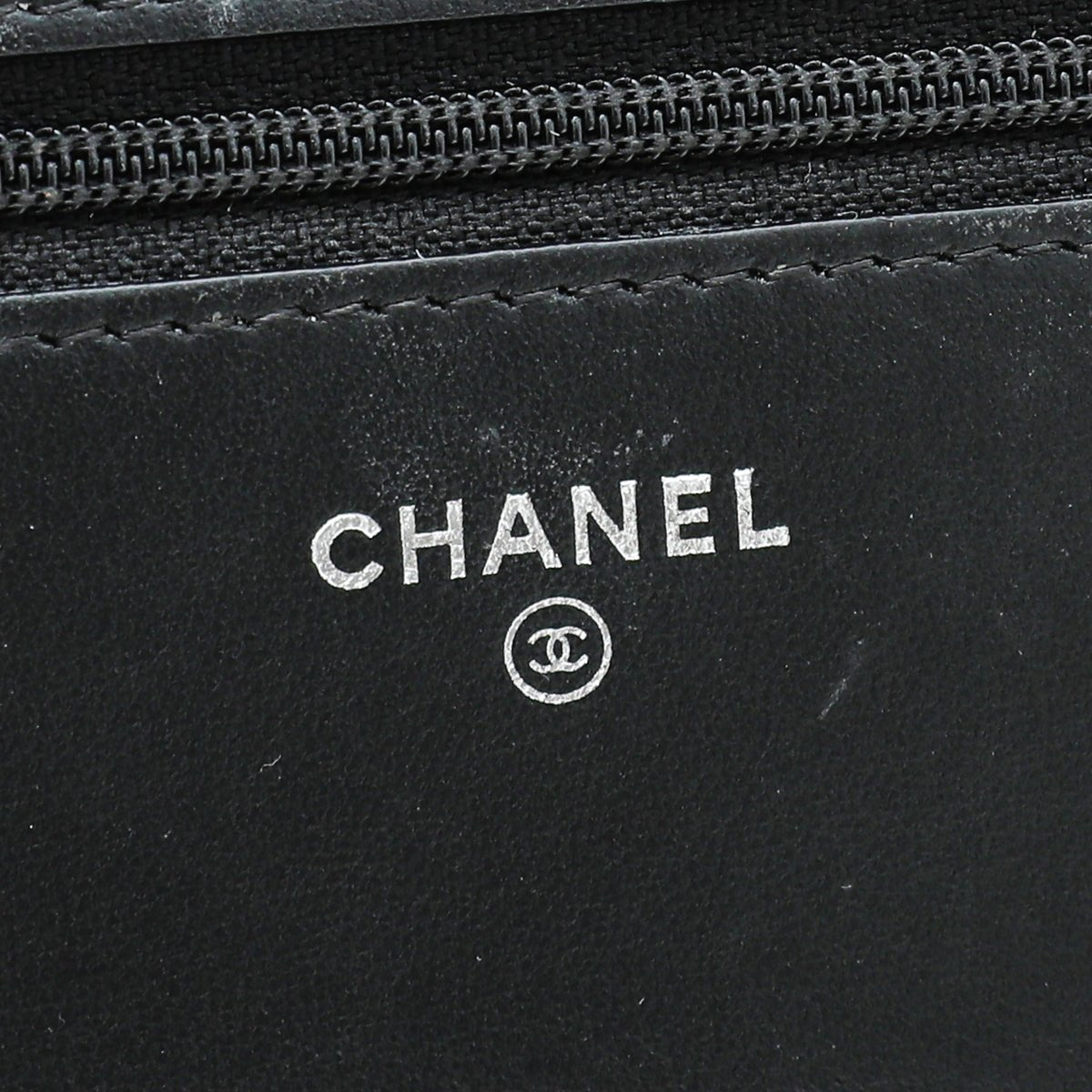 Chanel Black CC Chevron Studded Wallet on Chain