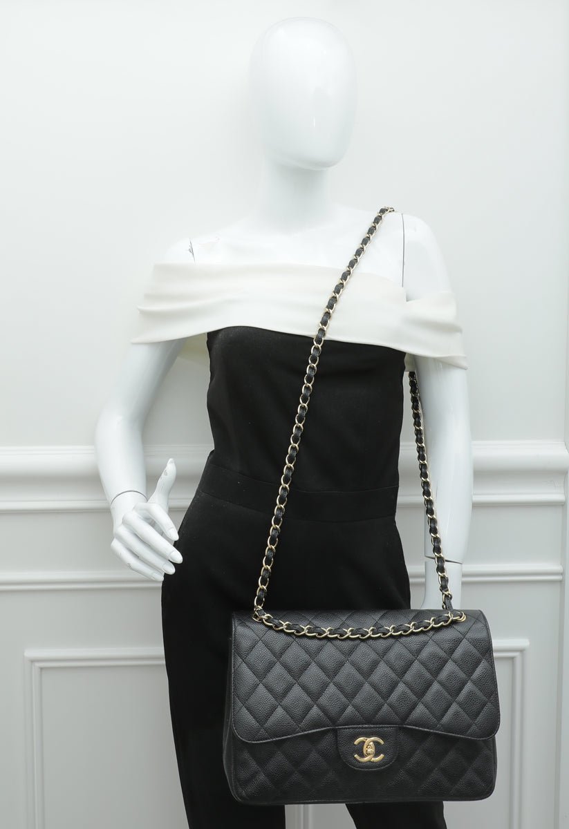 Chanel Black CC Classic Double Flap Jumbo Bag