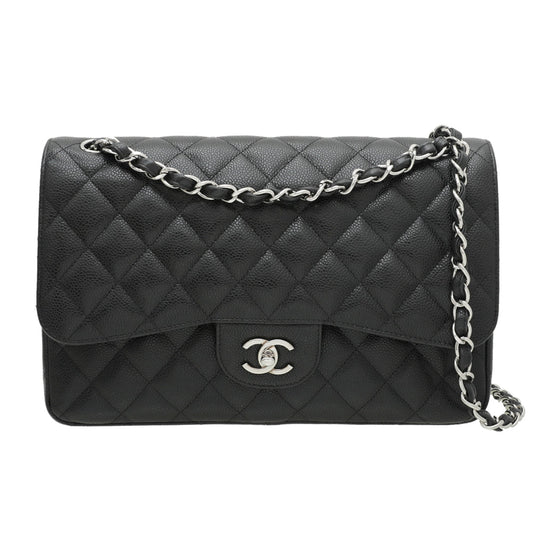 Chanel Black CC Classic Double Flap Jumbo Bag