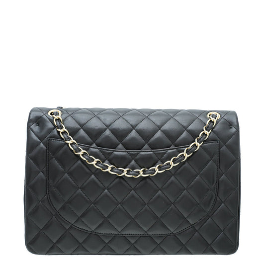 Chanel Black CC Classic Double Flap Maxi Bag