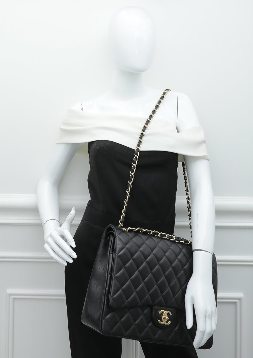 Chanel Black CC Classic Double Flap Maxi Bag