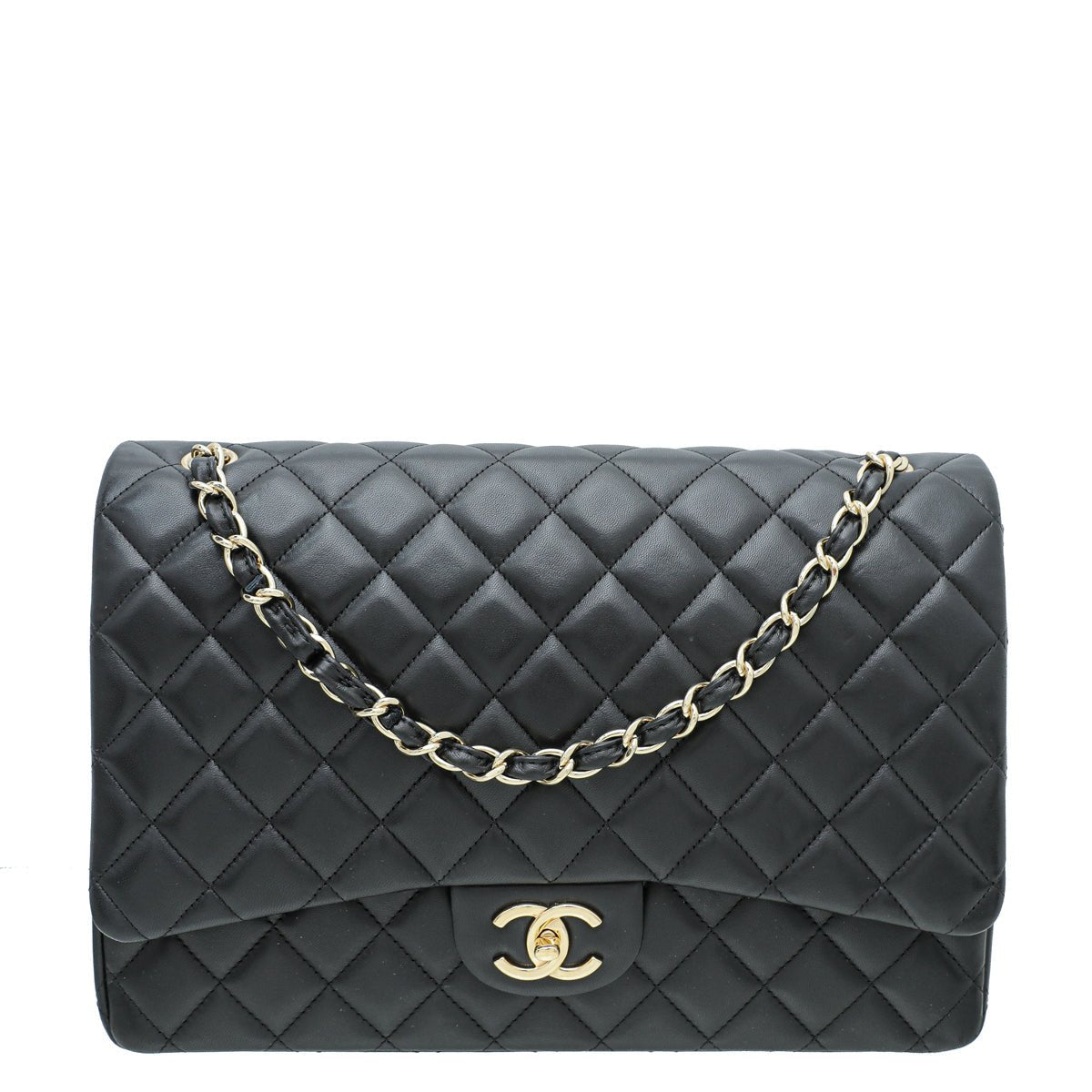 Chanel Black CC Classic Double Flap Maxi Bag