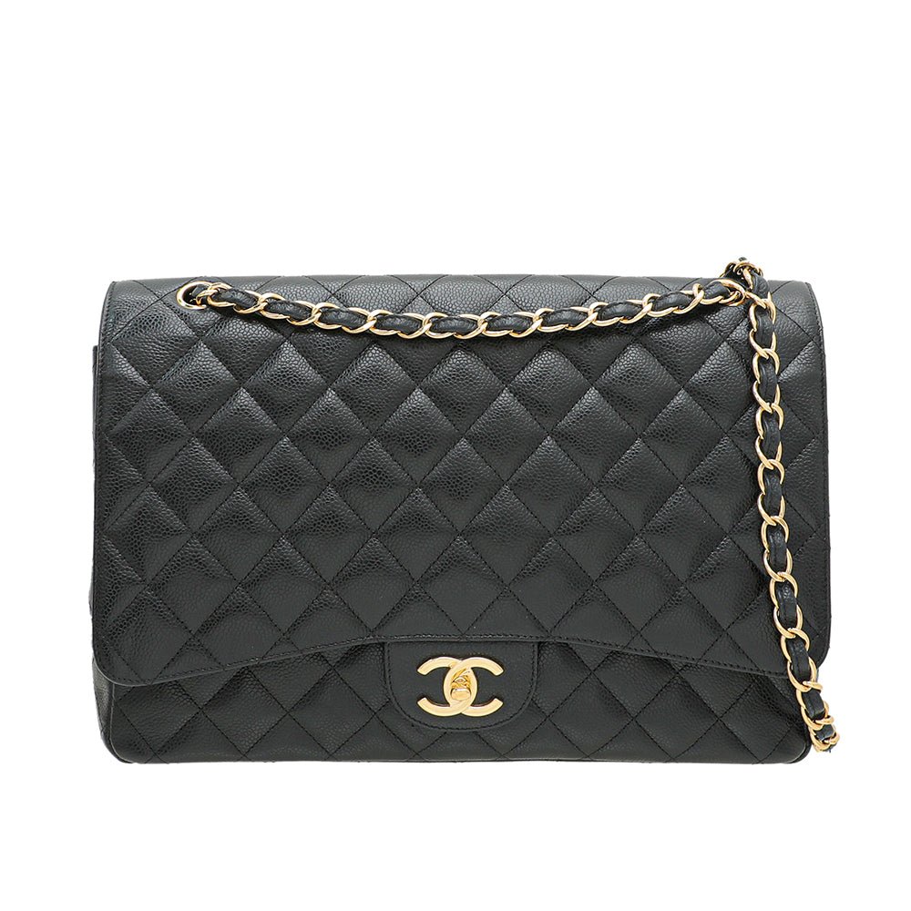 Chanel Black CC Classic Double Flap Maxi Bag