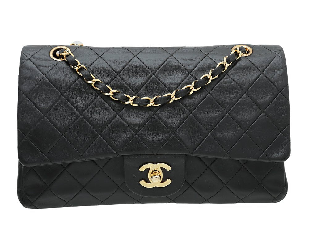 Chanel Black CC Classic Double Flap Medium Bag