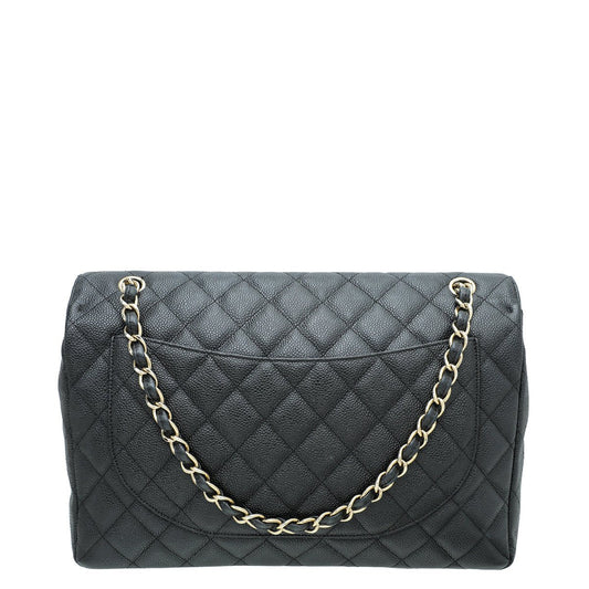 Chanel Black CC Classic Single Flap Maxi Bag