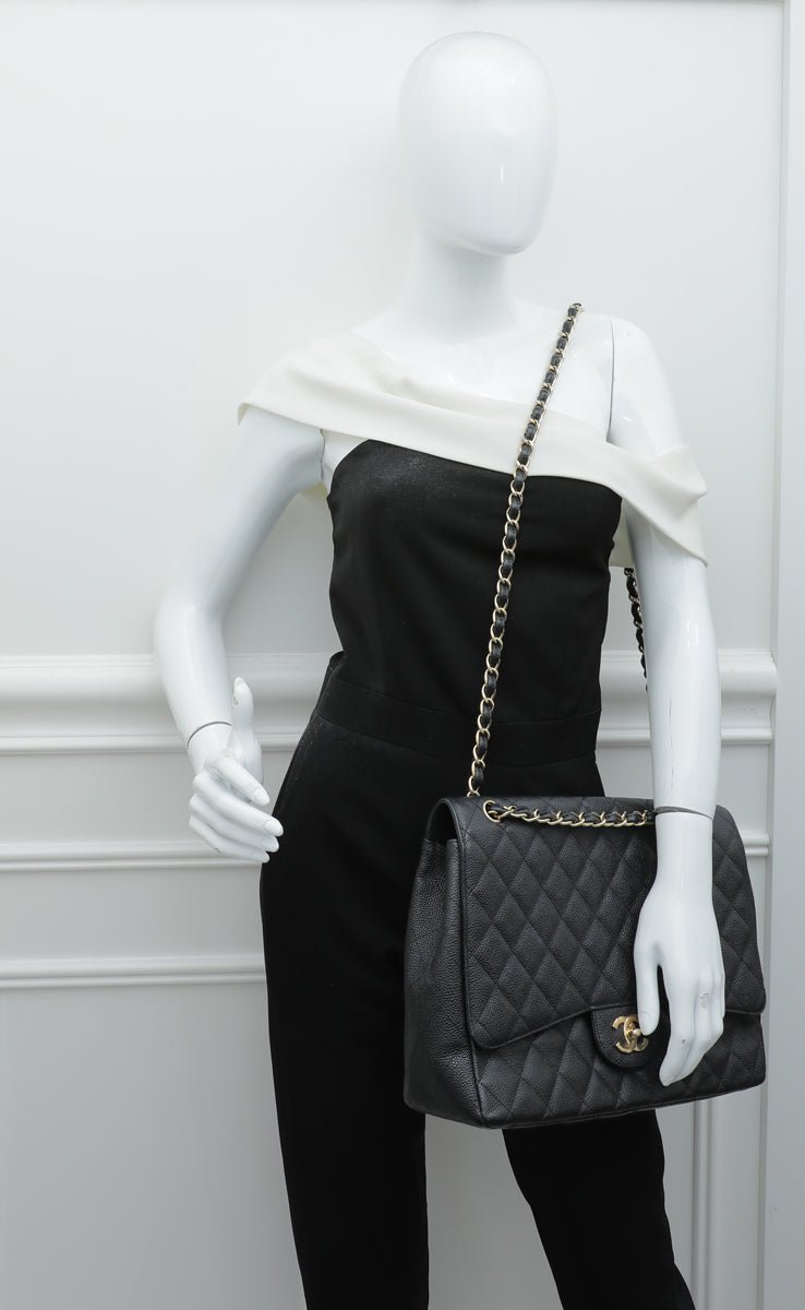 Chanel Black CC Classic Single Flap Maxi Bag