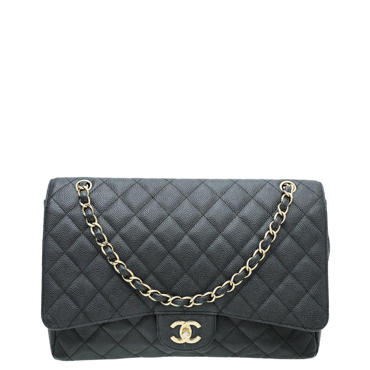 Chanel Black CC Classic Single Flap Maxi Bag