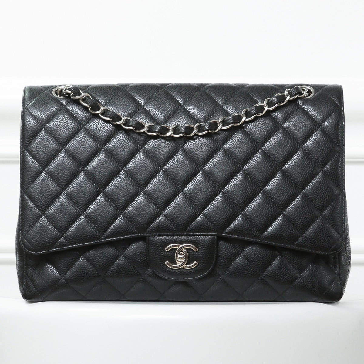 Chanel Black  Maxi Single Flap  Bag