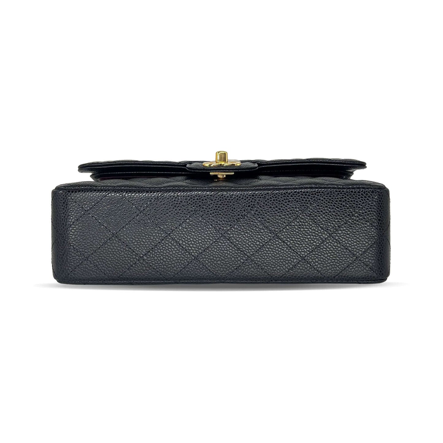 Pre owned Chanel small black caviar leather flap designer bag