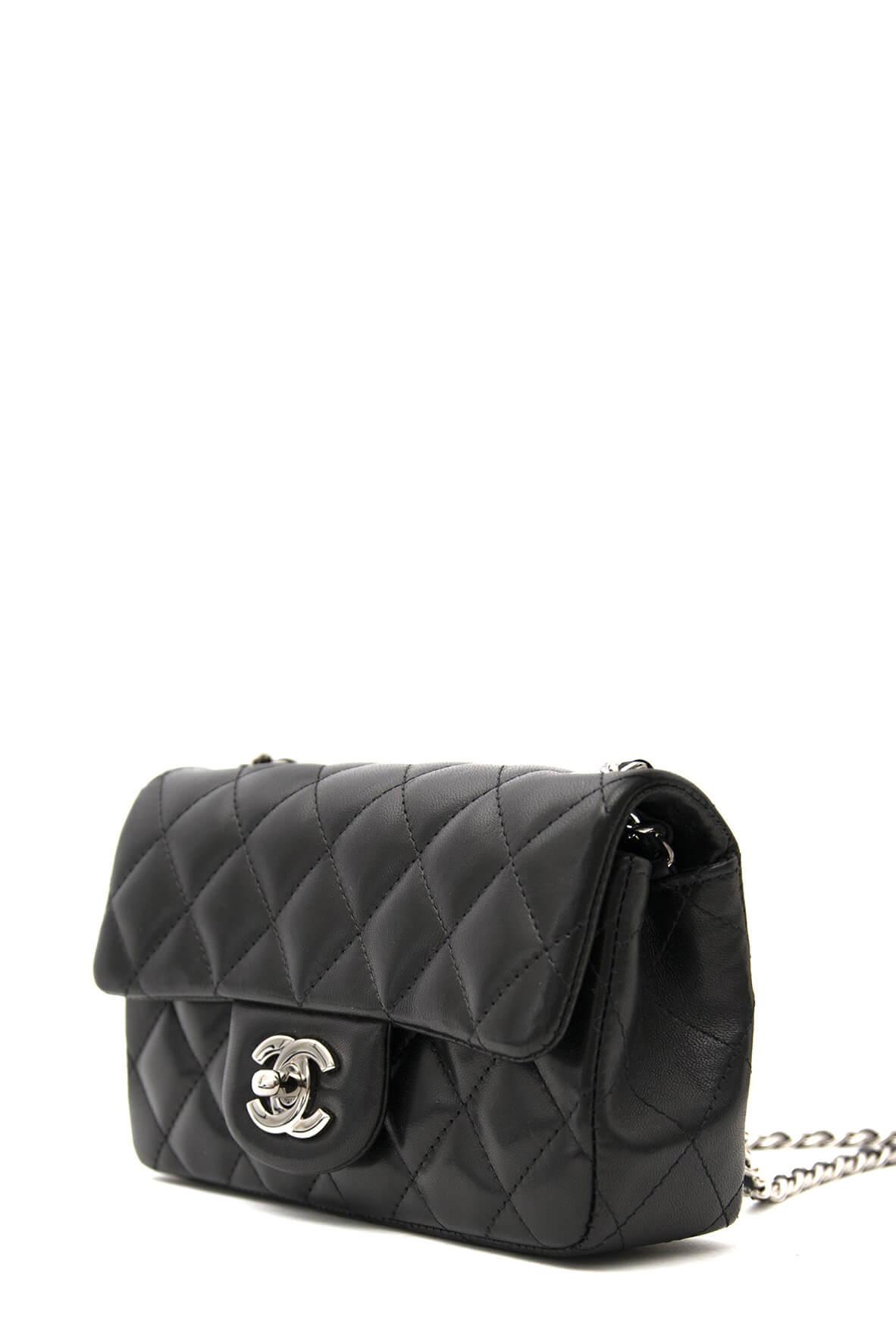 Quilted Lambskin Mini Classic Single Flap Bag Black with Silver Hardware