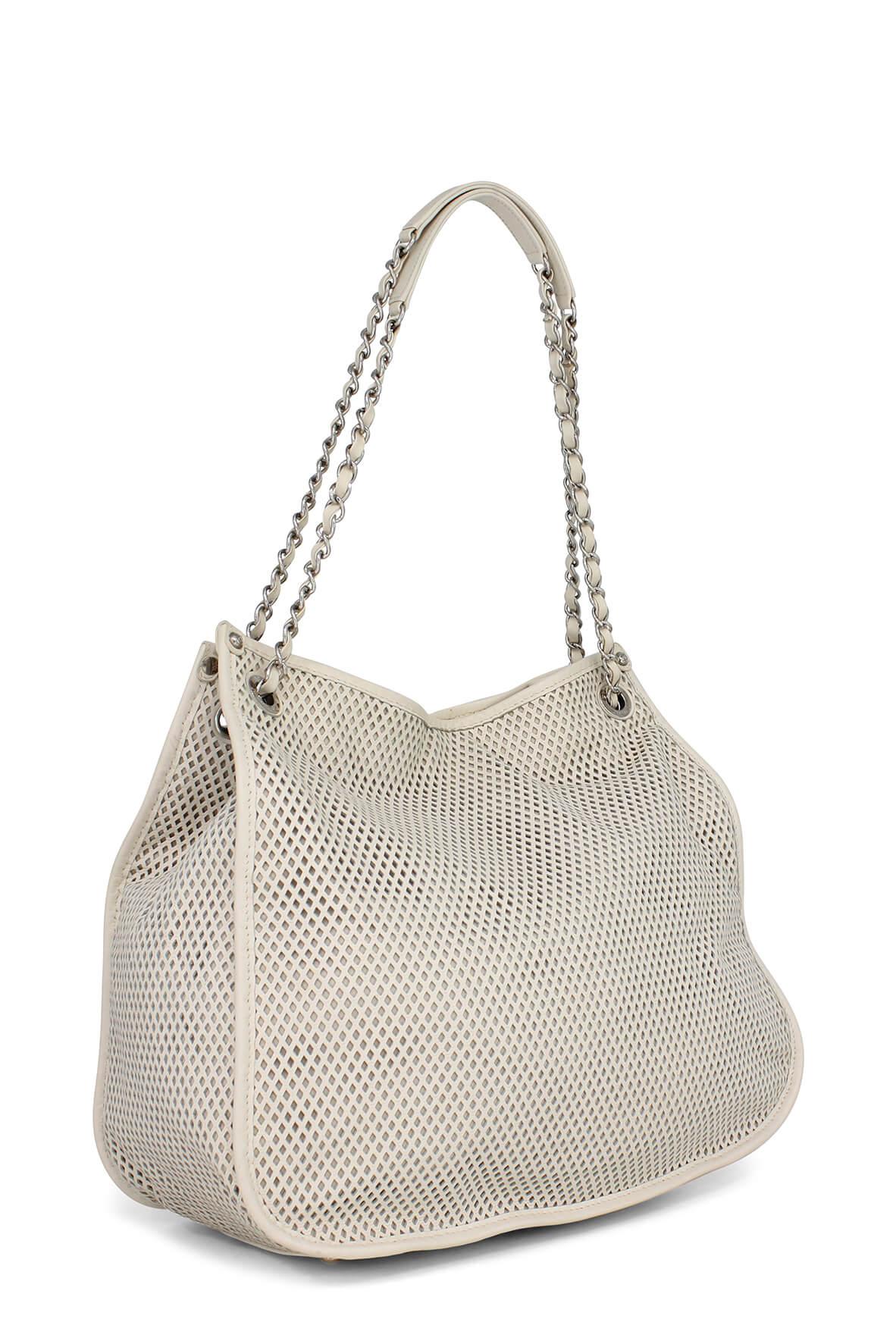 Perforated Up in the Air Chain Tote White