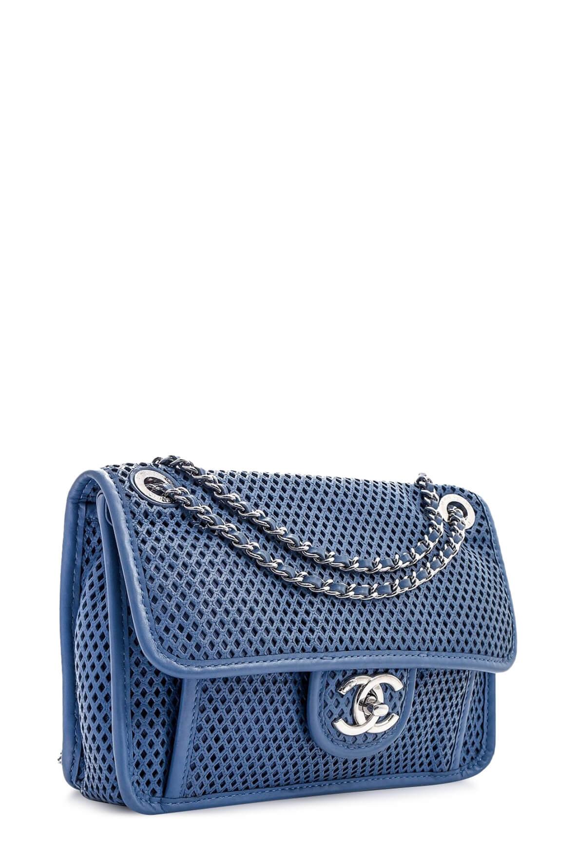 Perforated Up in The Air Small Flap Bag Blue