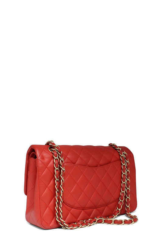 Quilted Lambskin Medium Classic Flap Bag Red with Gold Hardware