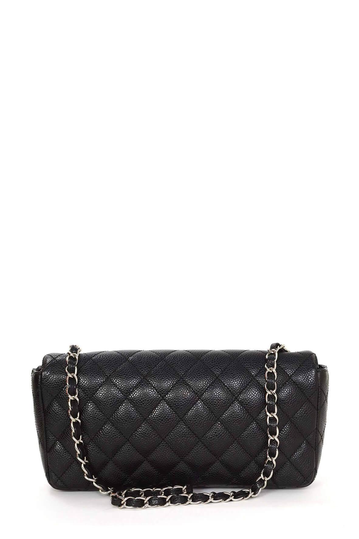 Quilted Caviar East West Flap Bag Black