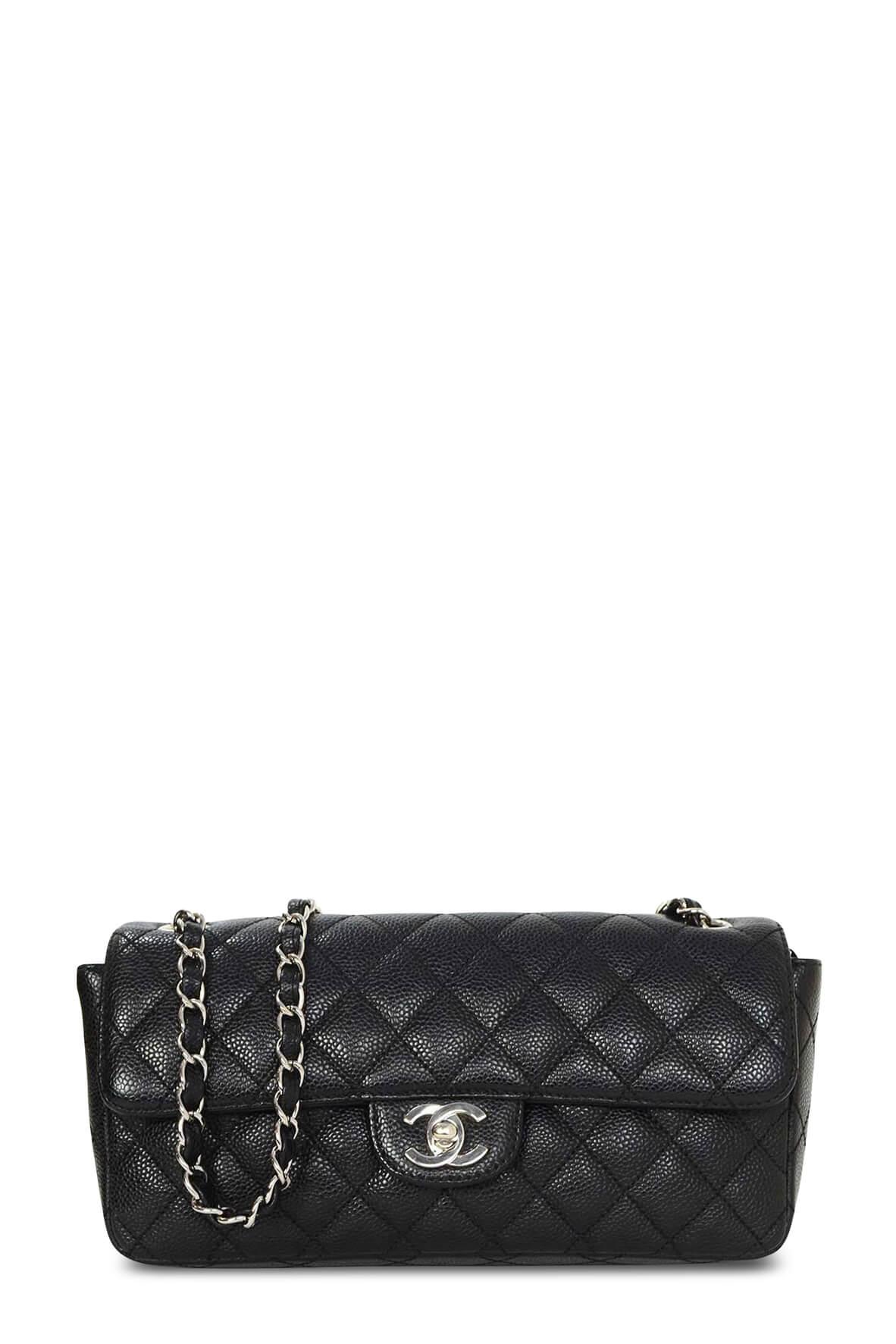 Quilted Caviar East West Flap Bag Black