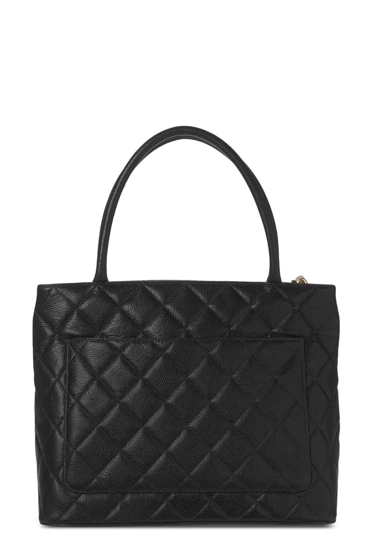 Quilted Caviar Medallion Tote Black