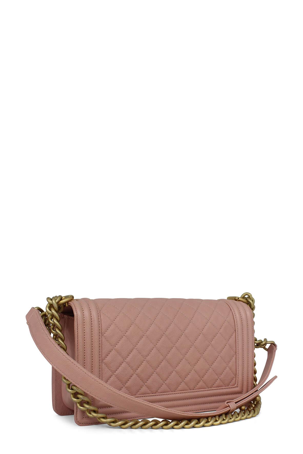 Quilted Caviar Old Medium Boy Pink with Gold Hardware