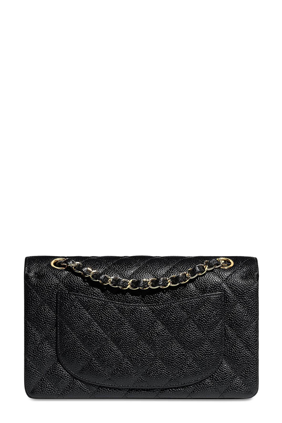 Quilted Caviar Small Classic Flap Bag Black with Gold Hardware