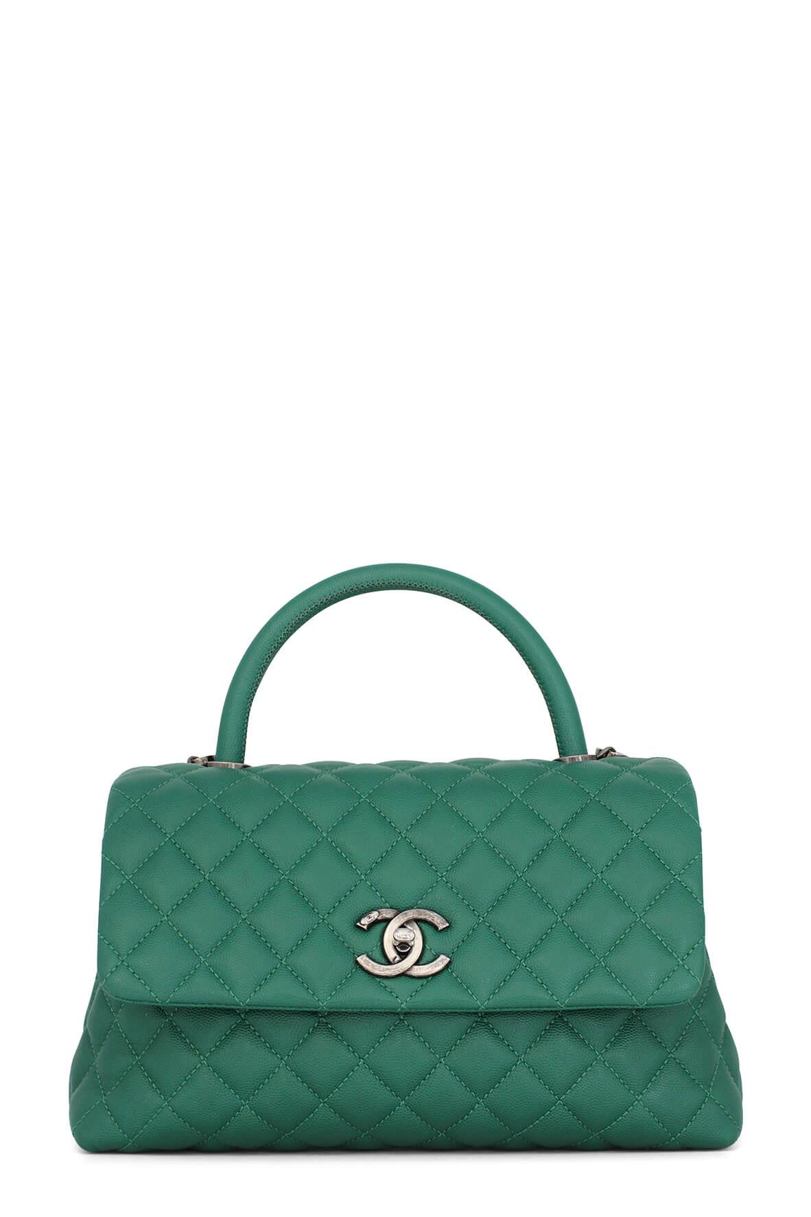 Quilted Caviar Small Coco Top Handle Bag Green