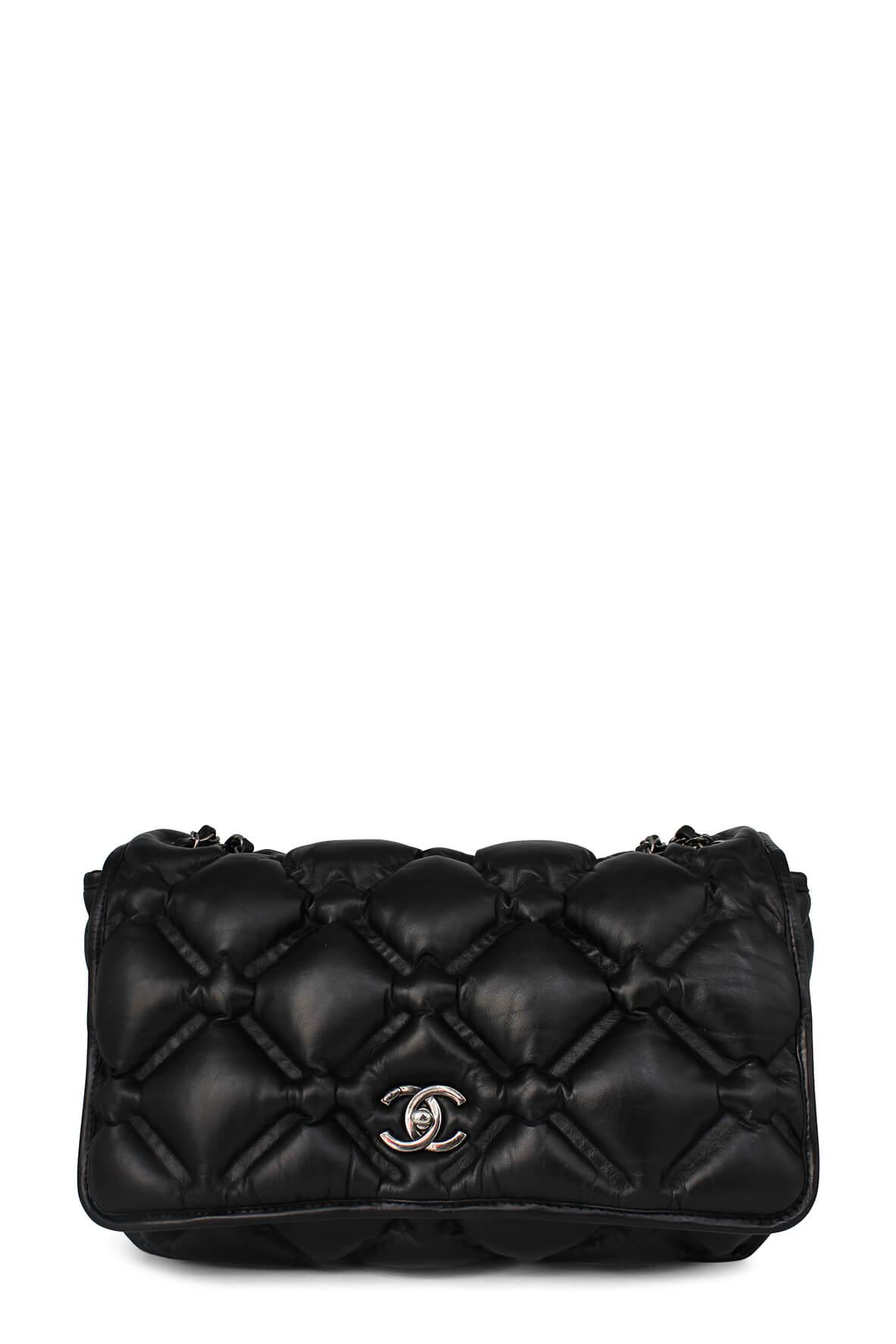 Quilted Chesterfield Flap Bag Black