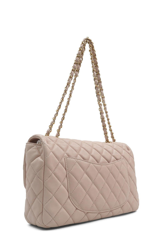 Quilted Front Pocket Flap Bag Beige