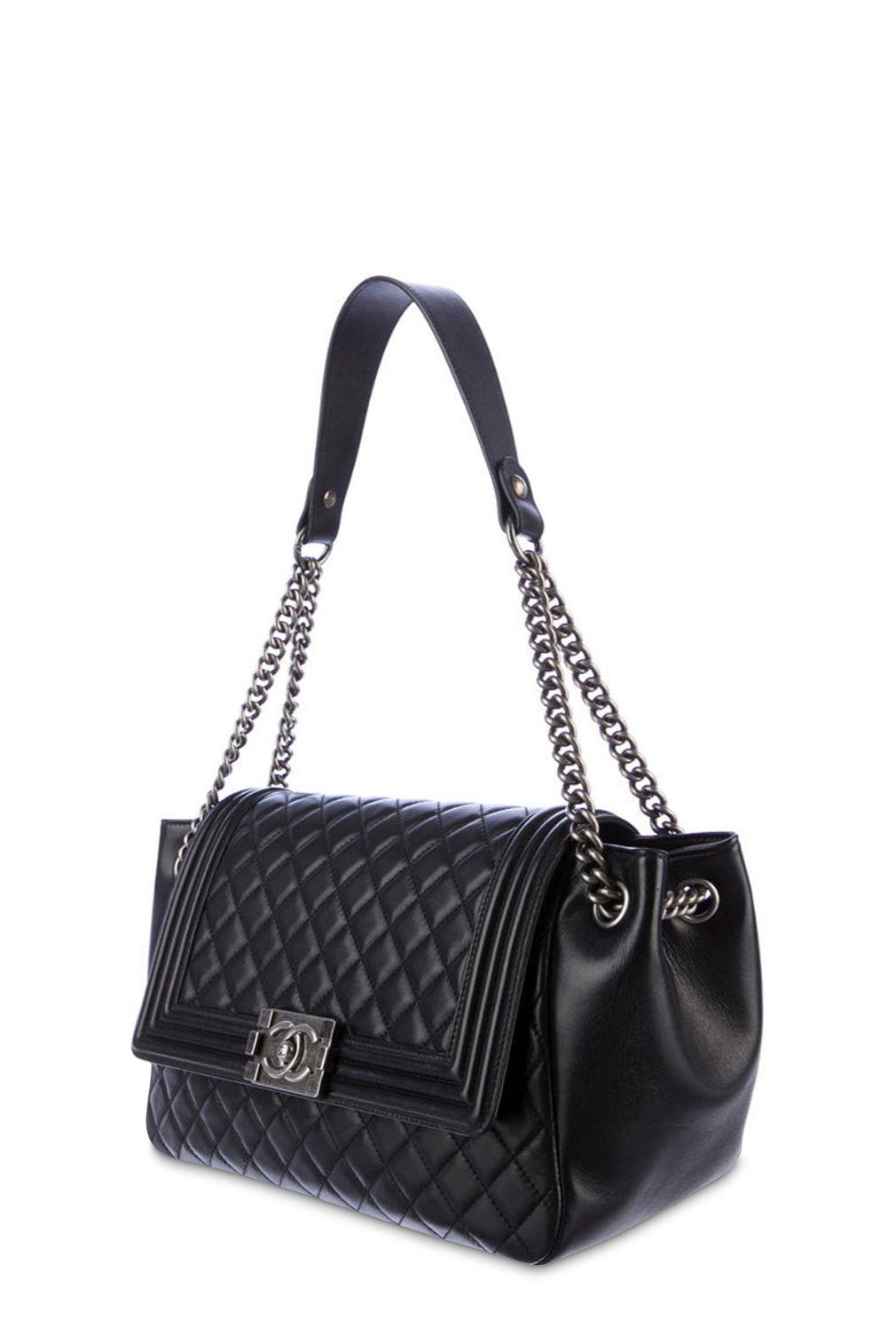 Quilted Lambskin Boy Accordion Flap Bag Black