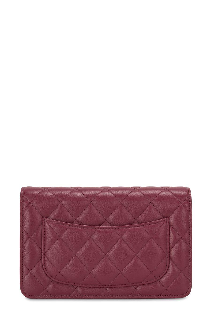 Quilted Lambskin Classic Wallet On Chain Red