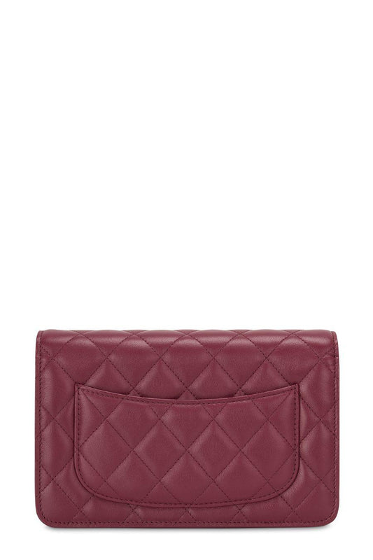 Quilted Lambskin Classic Wallet On Chain Red