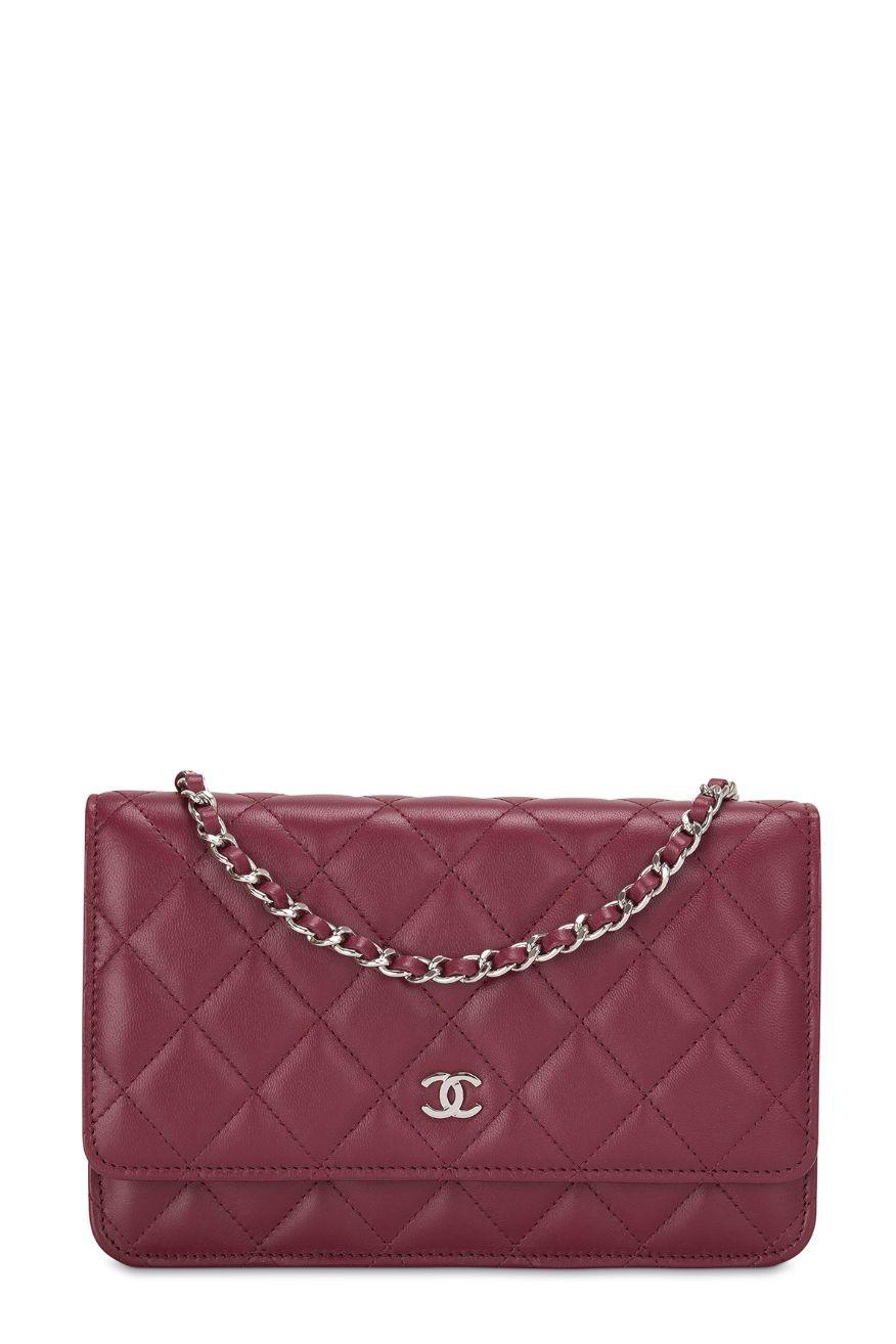 Quilted Lambskin Classic Wallet On Chain Red