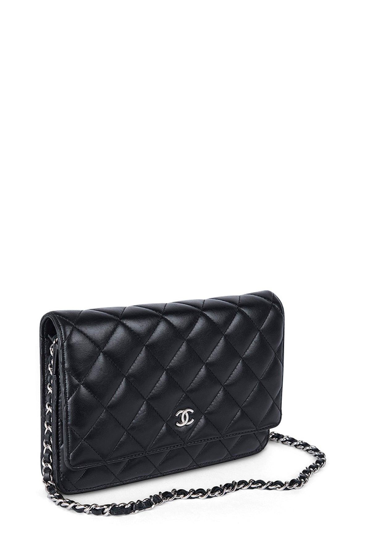 Quilted Lambskin Classic Wallet On Chain Black