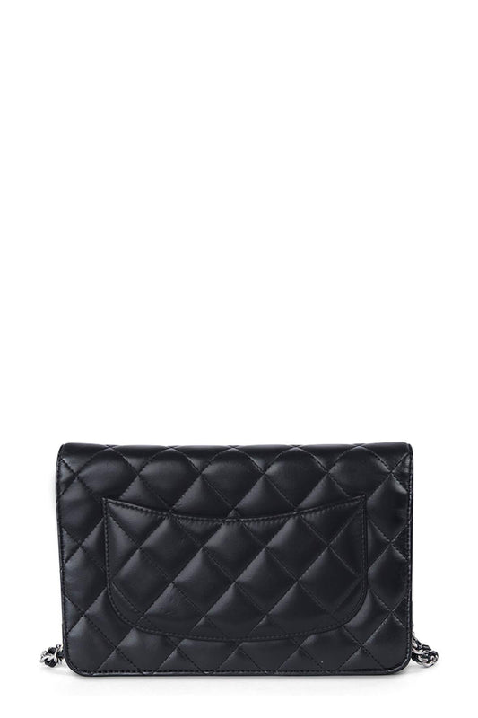 Quilted Lambskin Classic Wallet On Chain Black