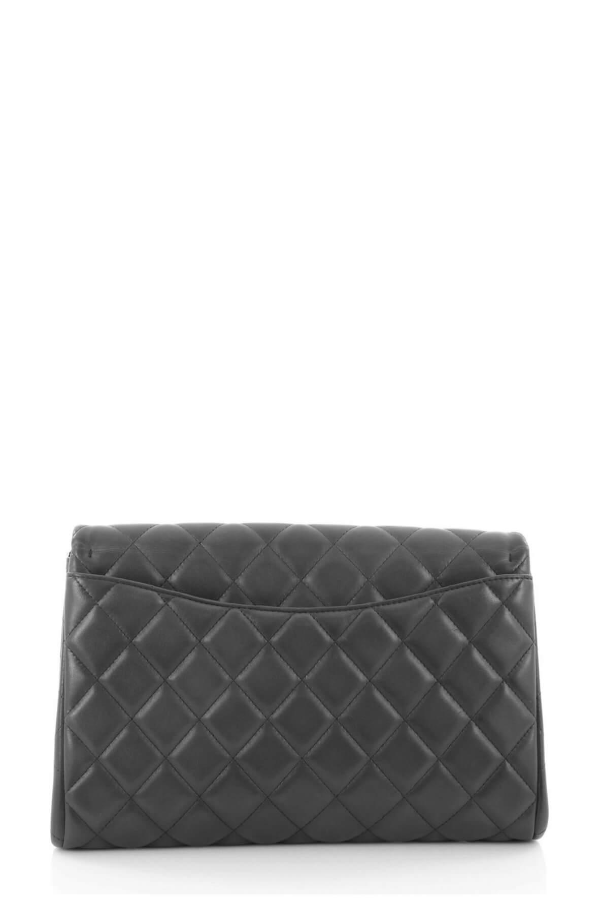 Quilted Lambskin Clutch on Chain Dark Grey