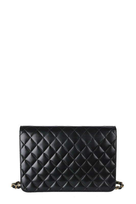 Quilted Lambskin Medium Classic Chain Single Flap Bag Black with Gold Hardware