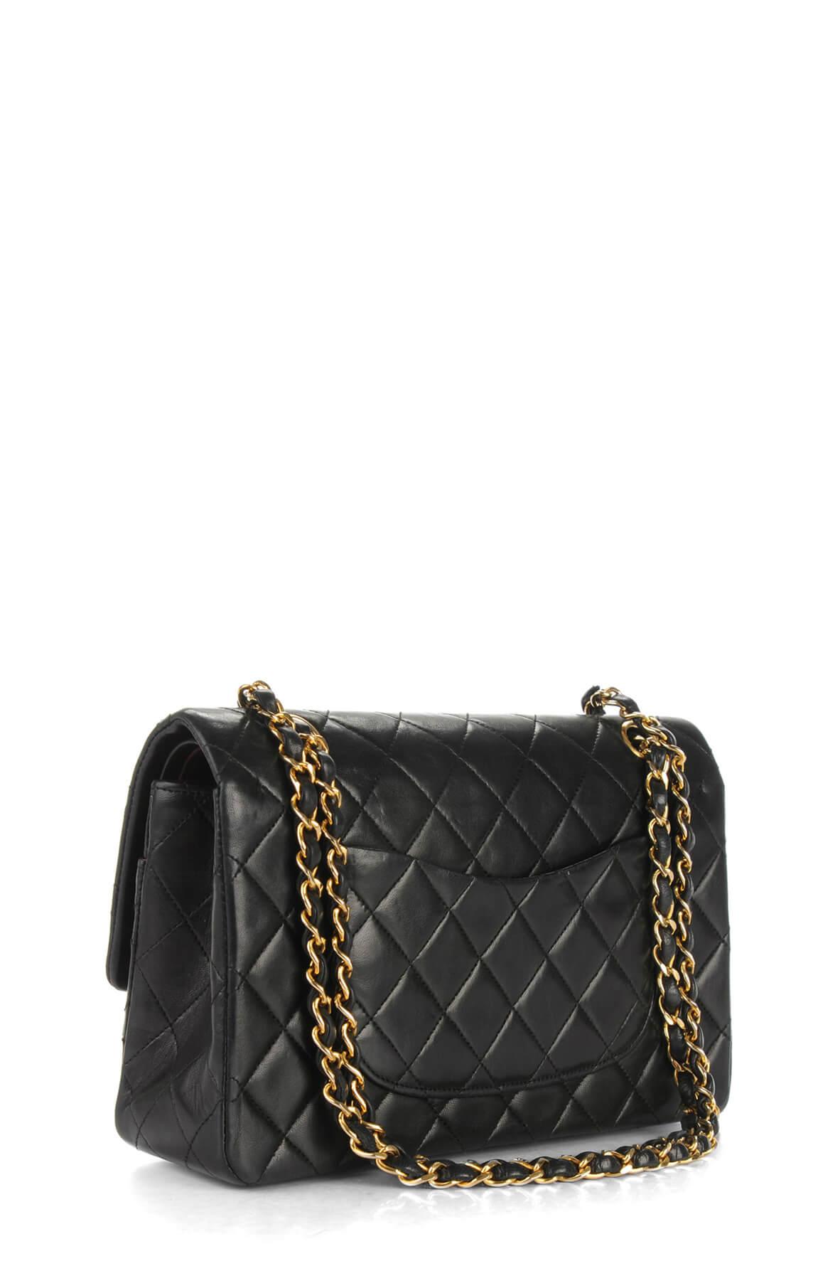 Quilted Lambskin Medium Classic Flap Bag Black with Gold Hardware