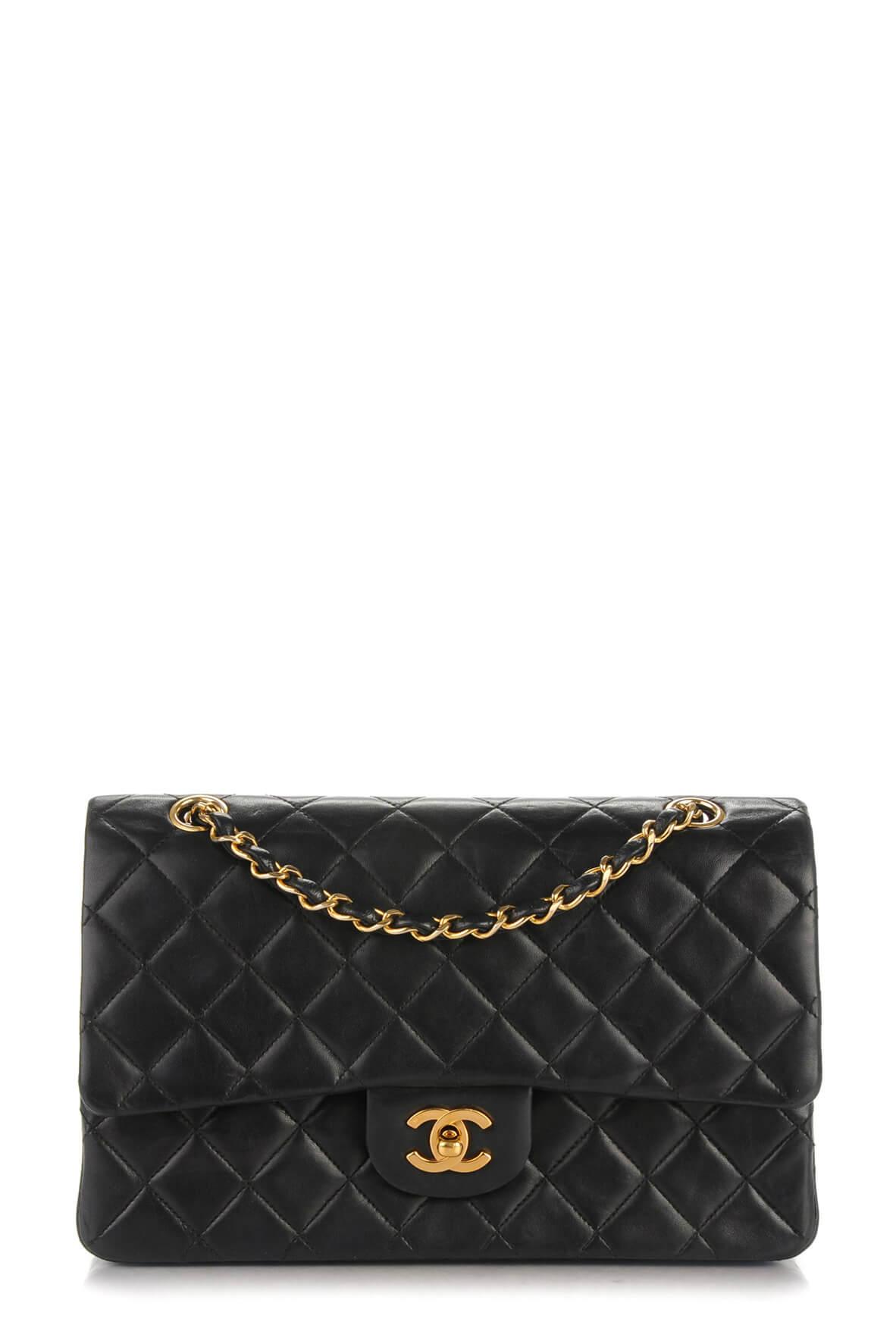 Quilted Lambskin Medium Classic Flap Bag Black with Gold Hardware